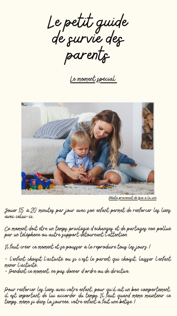 moment spécial ! 15 minutes par jour avec mon enfant.